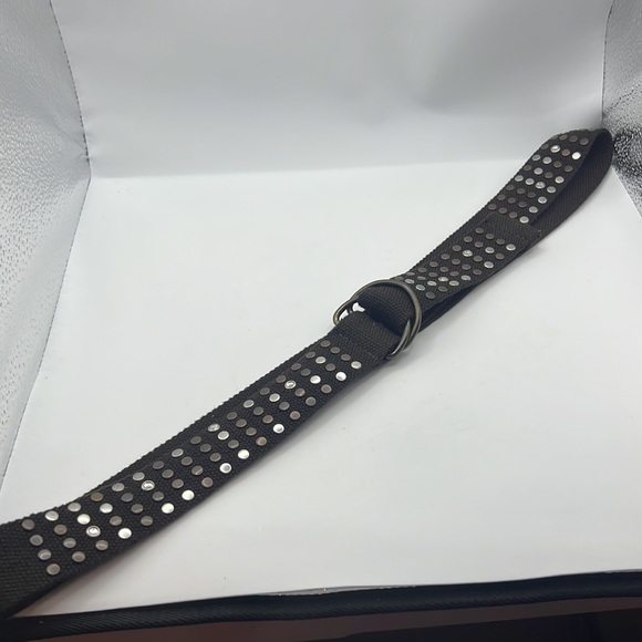 Brown studded belt size 14 cavnas brown D ring belt boho indie limited edition - Picture 3 of 10
